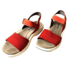Bionica Womens 9.5 Orange Leather/Fabric Comfort Casual Sandals Open Toe Snap On